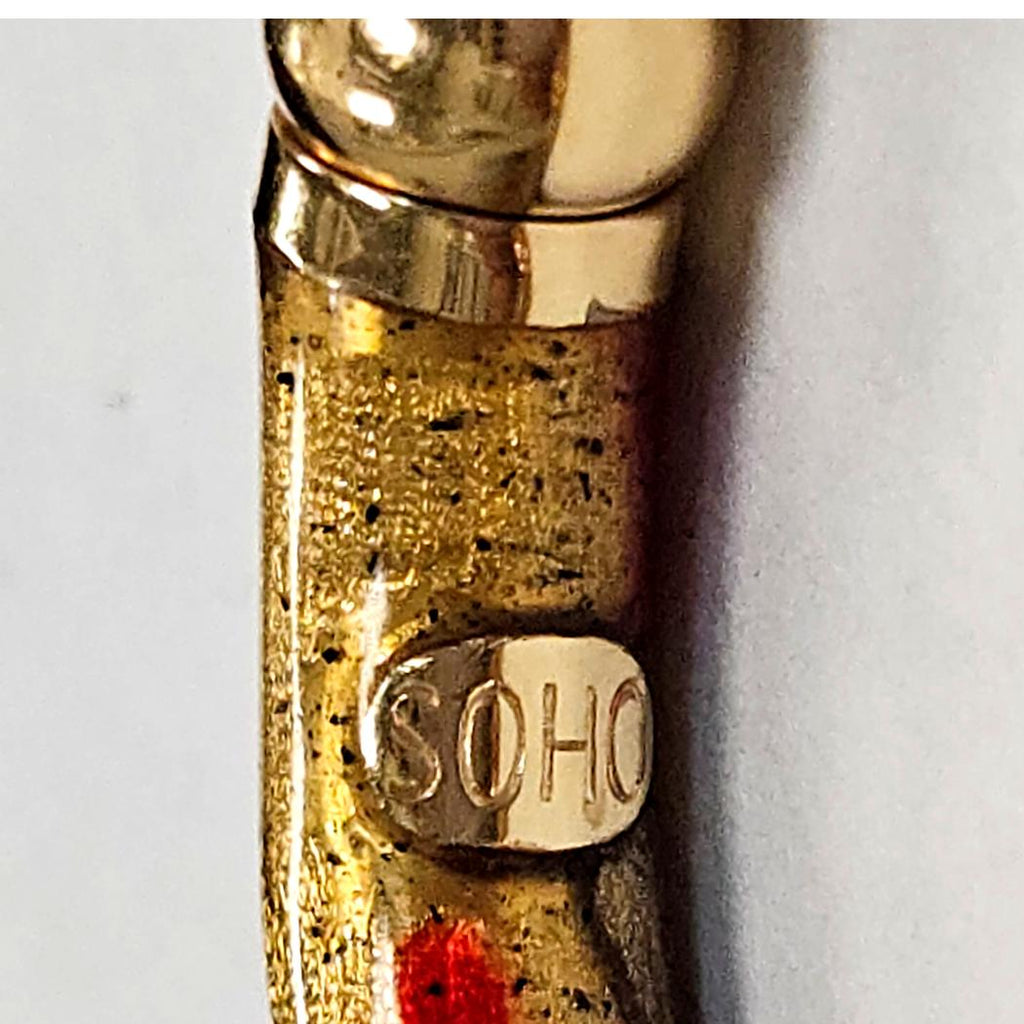 SOHO Jewelry 18 Karat Yellow Gold Red and Gold Enamel Hinged Bangle Bracelet, Made in Italy MD-EB-00306