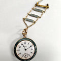 Antique Gruen 14K Guilloché Enamel Seed Pearl Pendant Pocket Watch, Circa 1910 MDEB-00310