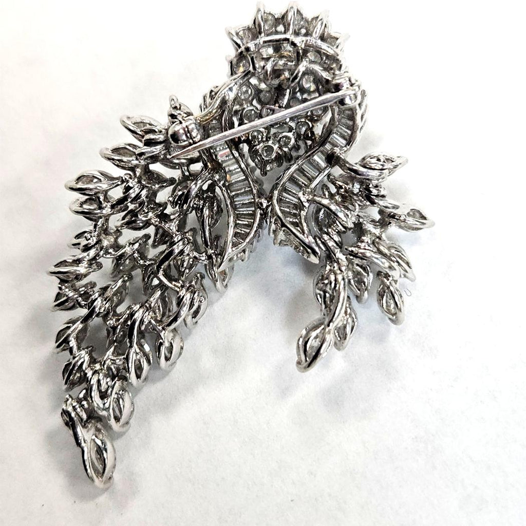 Vintage Platinum Diamond Spray Brooch Articulated Marquise Cascade 10.40 Carats MDEB-00312