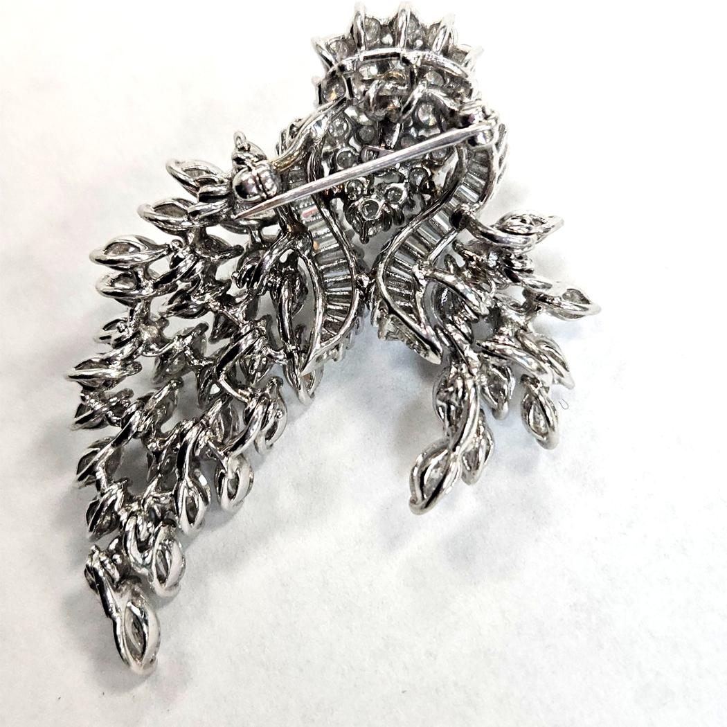 Vintage Platinum Diamond Spray Brooch Articulated Marquise Cascade 10.40 Carats MDEB-00312