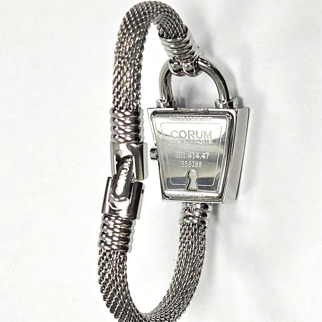 Corum Trapeze Diamond Stainless Steel Padlock Ladies Watch, Mother of Pearl Dial, Swiss Made