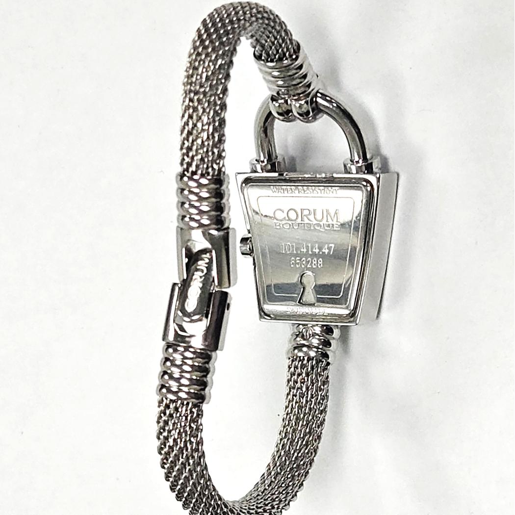 Corum Trapeze Diamond Stainless Steel Padlock Ladies Watch, Mother of Pearl Dial, Swiss Made