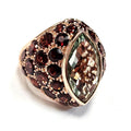 14 Karat Rose Gold Green Amethyst and Garnet Ring, Made in Italy