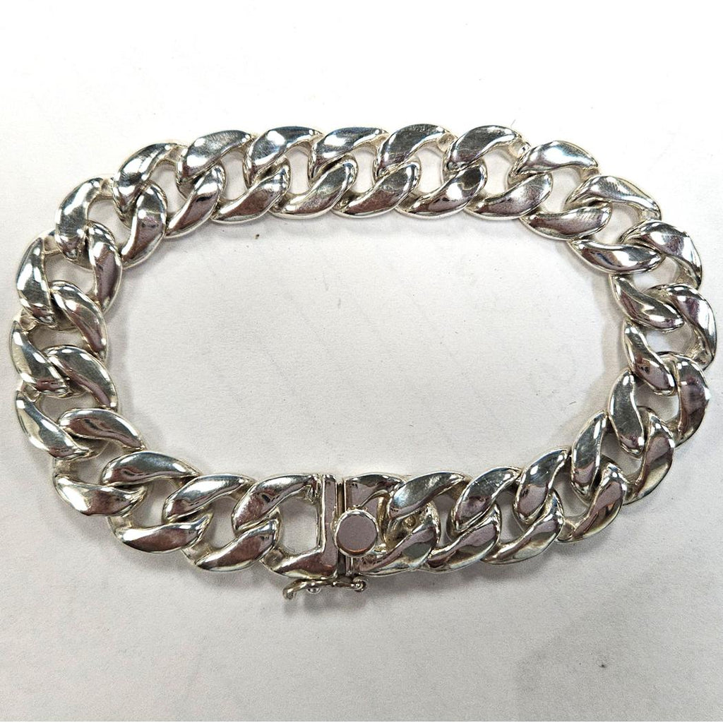 Sterling Silver Cuban Link Bracelet, Handcrafted in USA, 9 Inches, 69.28 Grams