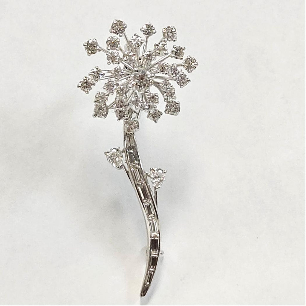 Oscar Heyman Platinum Diamond Floral Spray Brooch, 2.80 Carats Total Diamond Weight