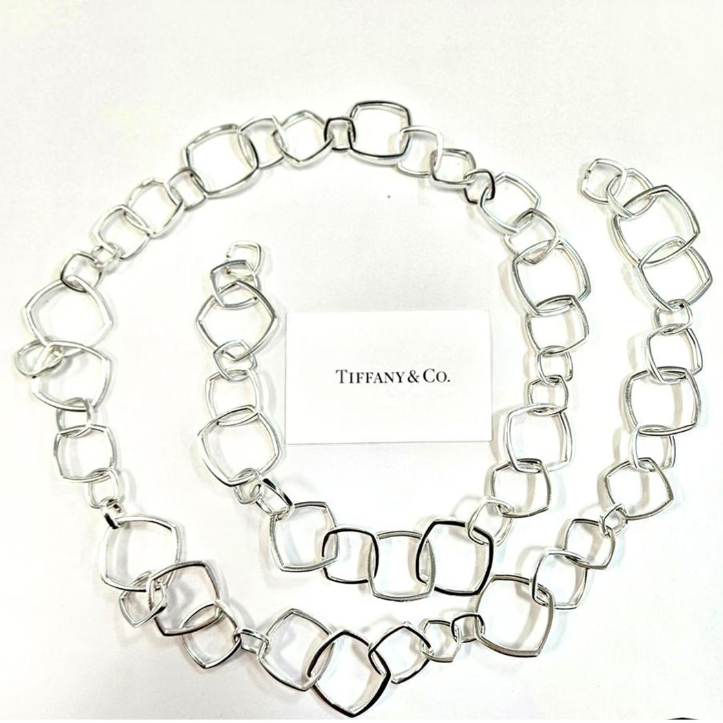 Tiffany & Co. Sterling Silver Torque Necklace 40" 105.2 DWT With Box & Receipt MD-EB-0202