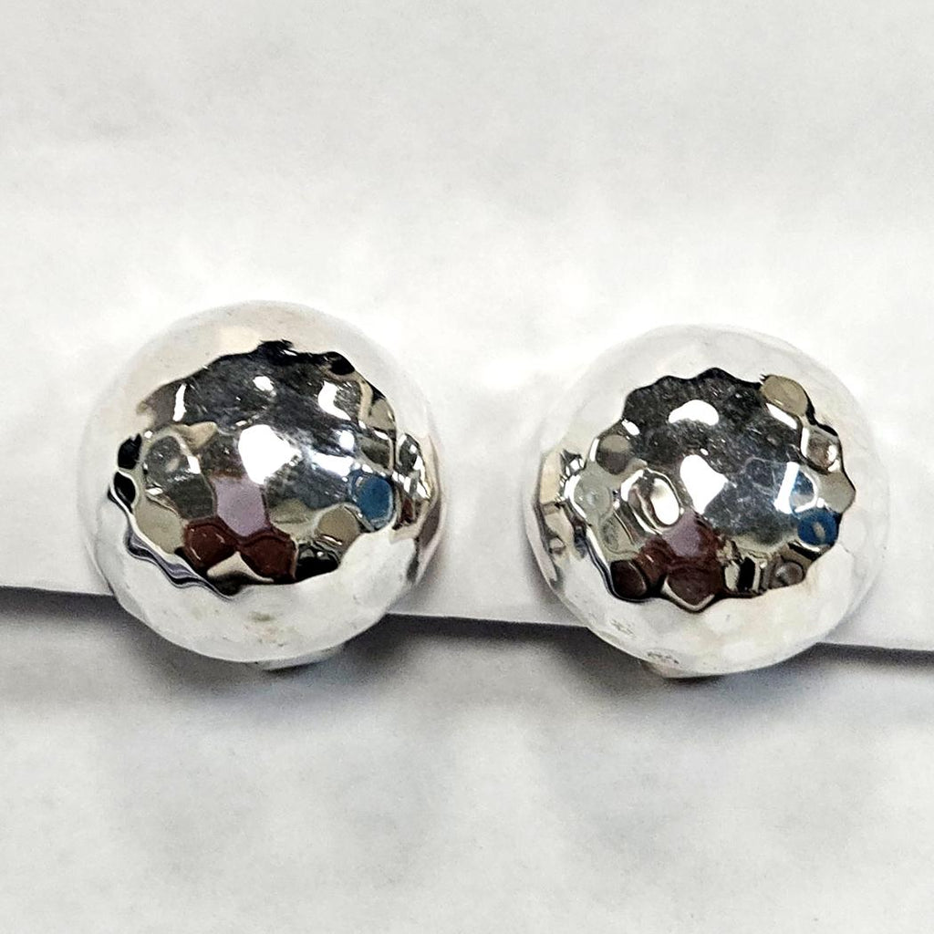 Ippolita Classico Pinball Stud Earrings in Sterling Silver Hammered texture.