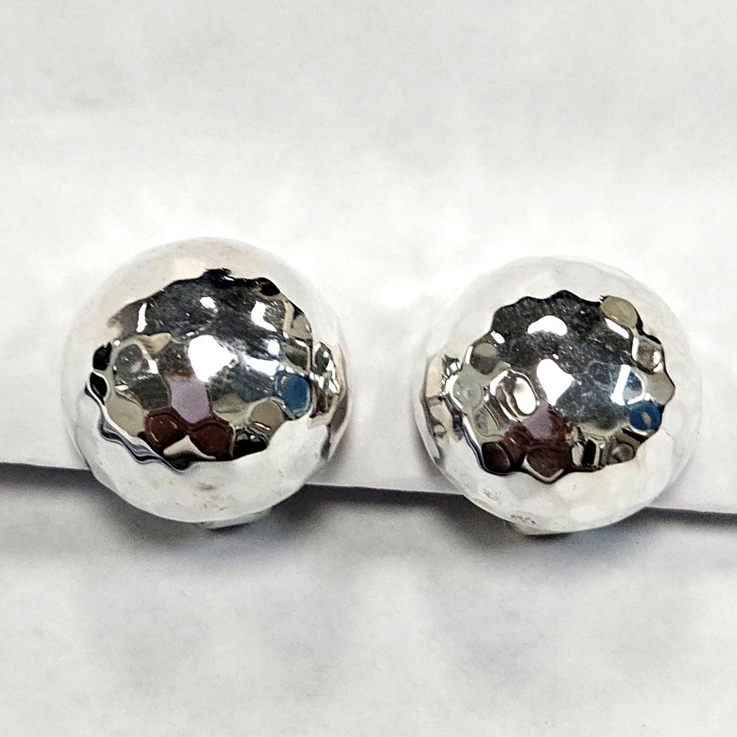 Ippolita Classico Pinball Stud Earrings in Sterling Silver Hammered texture.