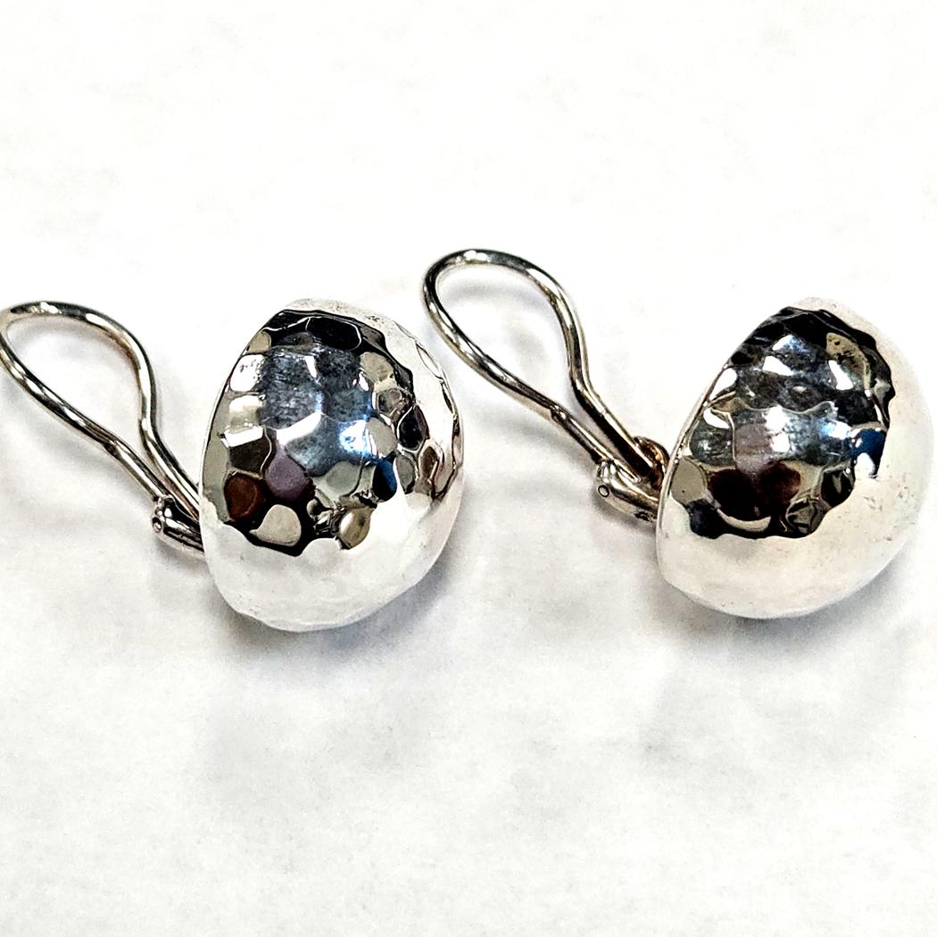 Ippolita Classico Pinball Stud Earrings in Sterling Silver Hammered texture.