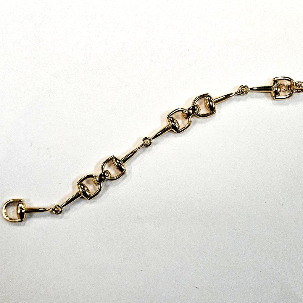 18K Yellow Gold Equestrian Horse Bit Link Bracelet 7 3/4"