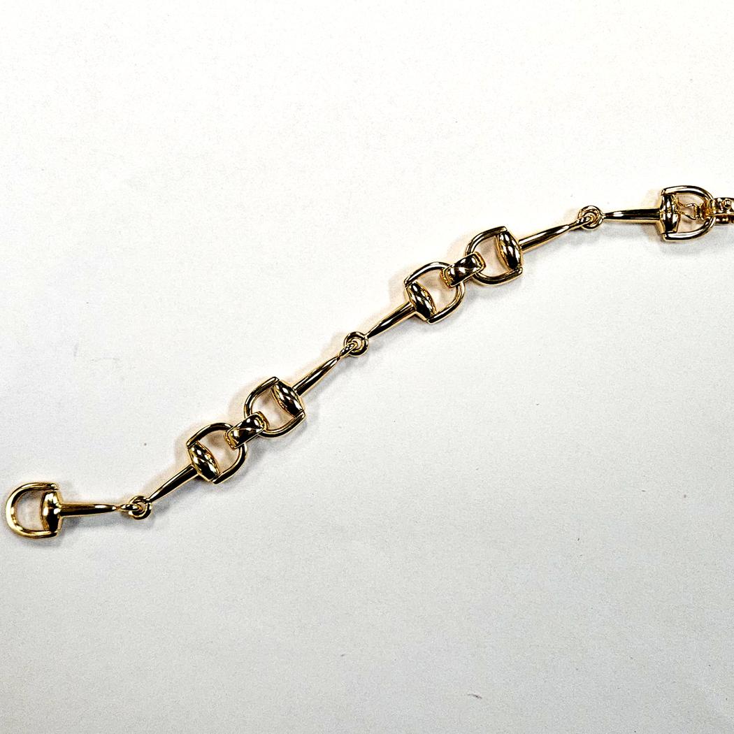 18K Yellow Gold Equestrian Horse Bit Link Bracelet 7 3/4"