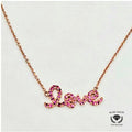 Sydney Evan 14k Rose Gold "Love" Necklace w/ Pink Sapphires 18" MAEB-0150