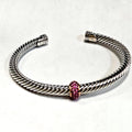 David Yurman Cable Candy Bracelet Sterling Silver & 18k Rose Gold Pink Sapphire MD-EB-0094