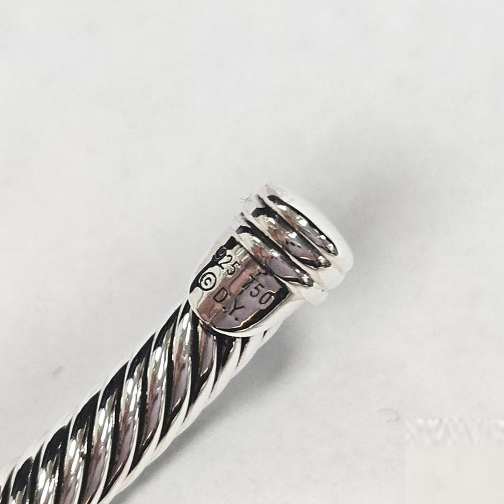 David Yurman Cable Candy Bracelet Sterling Silver & 18k Rose Gold Pink Sapphire MD-EB-0094