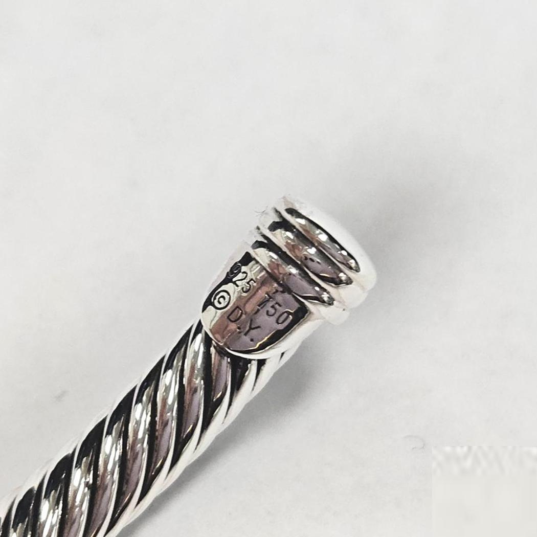 David Yurman Cable Candy Bracelet Sterling Silver & 18k Rose Gold Pink Sapphire MD-EB-0094