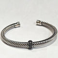 David Yurman Cable Candy Bracelet  Sterling Silver with Pavé Black Diamonds, 6.5  MD-EB-0095