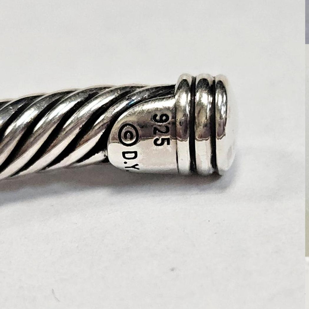 David Yurman Cable Candy Bracelet  Sterling Silver with Pavé Black Diamonds, 6.5  MD-EB-0095