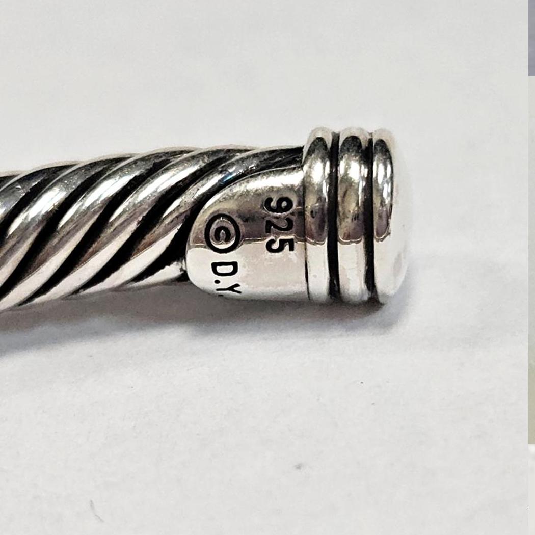 David Yurman Cable Candy Bracelet  Sterling Silver with Pavé Black Diamonds, 6.5  MD-EB-0095