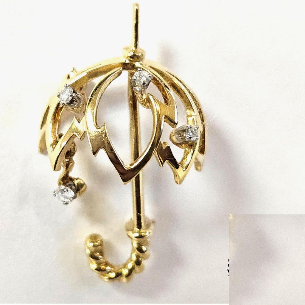 Kurt Wayne Umbrella Brooch in 18k Yellow Gold with Diamonds, 1974 MD-EB-  41