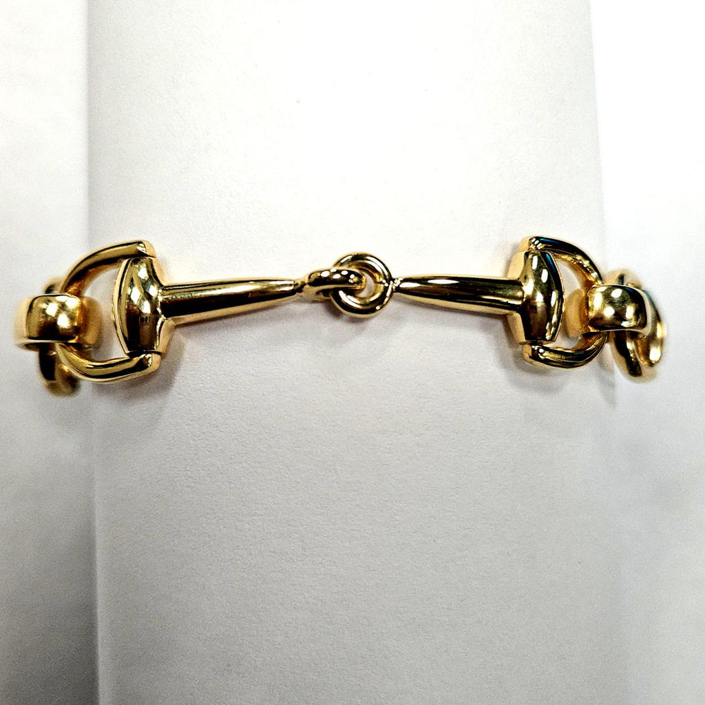 18K Yellow Gold Equestrian Horse Bit Link Bracelet 7 3/4"