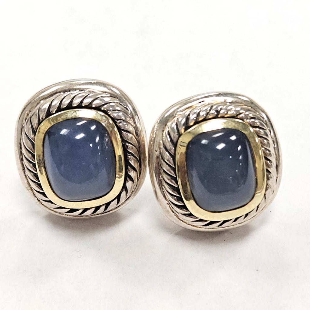 David Yurman Cabochon Chalcedony Albion Earrings – Sterling Silver & 14K Gold MD-EB-0007