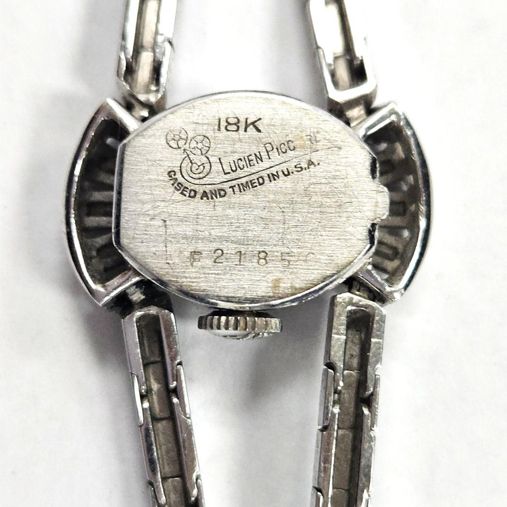 Lucien Piccard Antique Diamond Ladies Cocktail Watch 18 Karat White Gold, Circa 1950