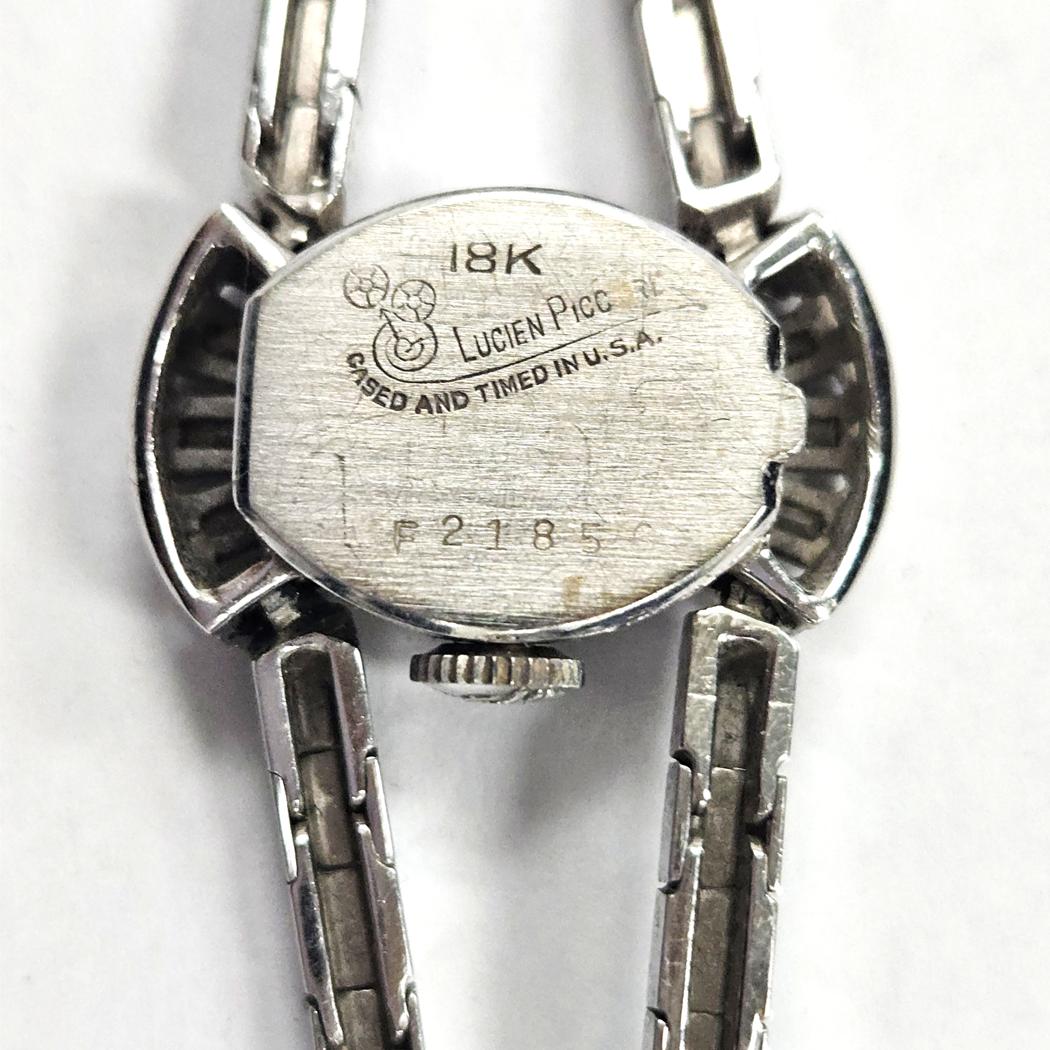Lucien Piccard Antique Diamond Ladies Cocktail Watch 18 Karat White Gold, Circa 1950
