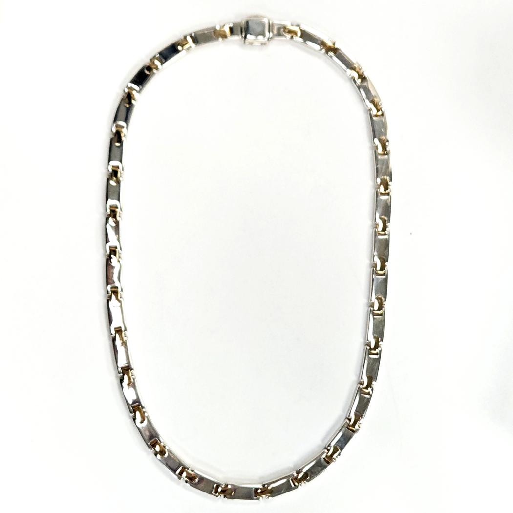 Tiffany & Co. Vintage Bar Link Necklace – 18K Yellow Gold & Sterling Silver, 45g  MD-EB-0025