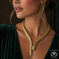 18K Gold Snake Necklace 380g Flexible Collar Diamond Eyes  Sal Praschnik NEW