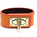 Givenchy Orange Leather Shark Tooth Lock Bracelet – Made in Italy – Size 6 MD-EB-0255