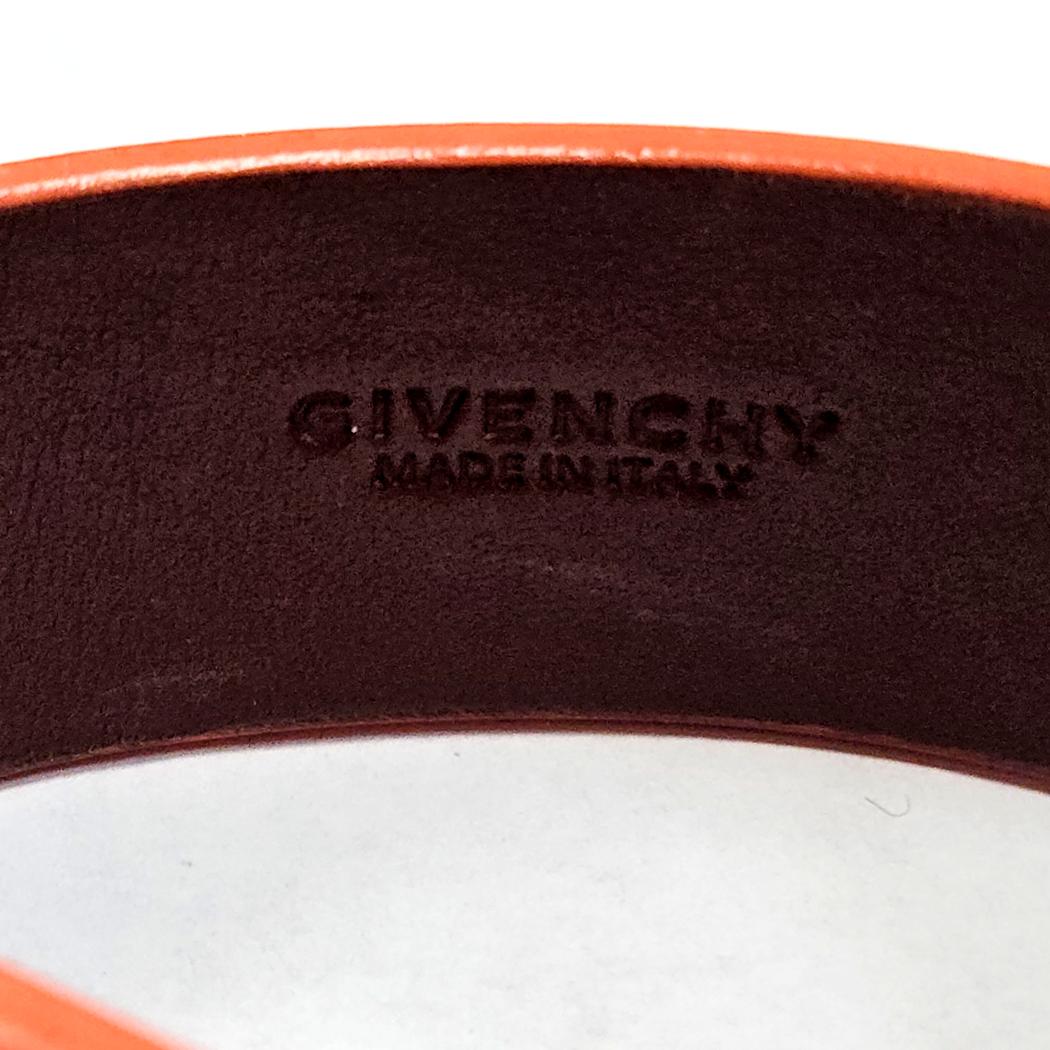 Givenchy Orange Leather Shark Tooth Lock Bracelet – Made in Italy – Size 6 MD-EB-0255