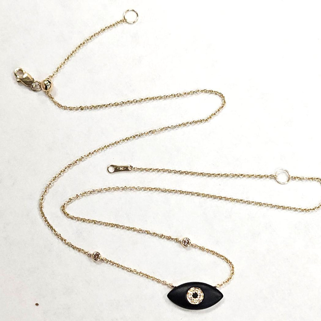 EFFY 14k Yellow Gold Evil Eye Necklace with Ebony, Diamonds & Black Onyx MD-EB-0024