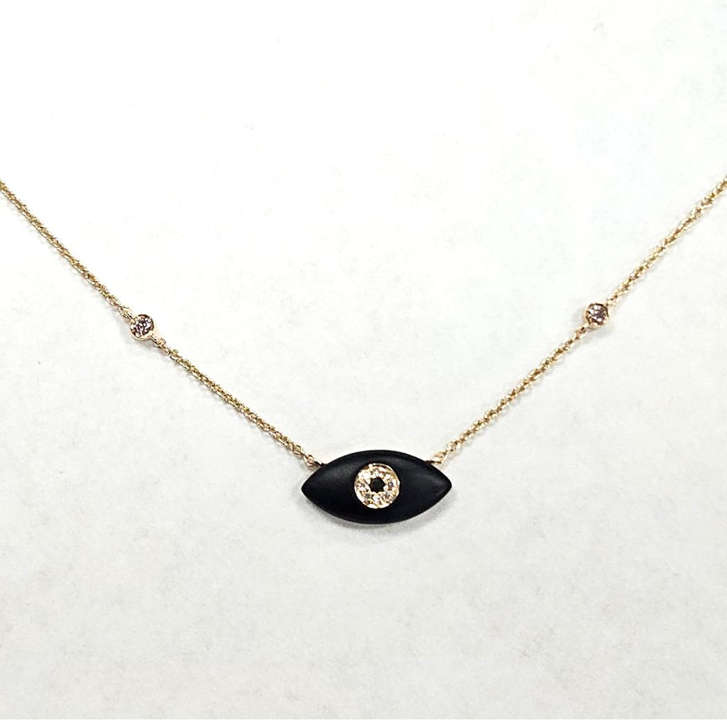 EFFY 14k Yellow Gold Evil Eye Necklace with Ebony, Diamonds & Black Onyx MD-EB-0024