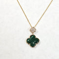EFFY 18kt Yellow Gold Malachite & Diamond Clover Necklace
