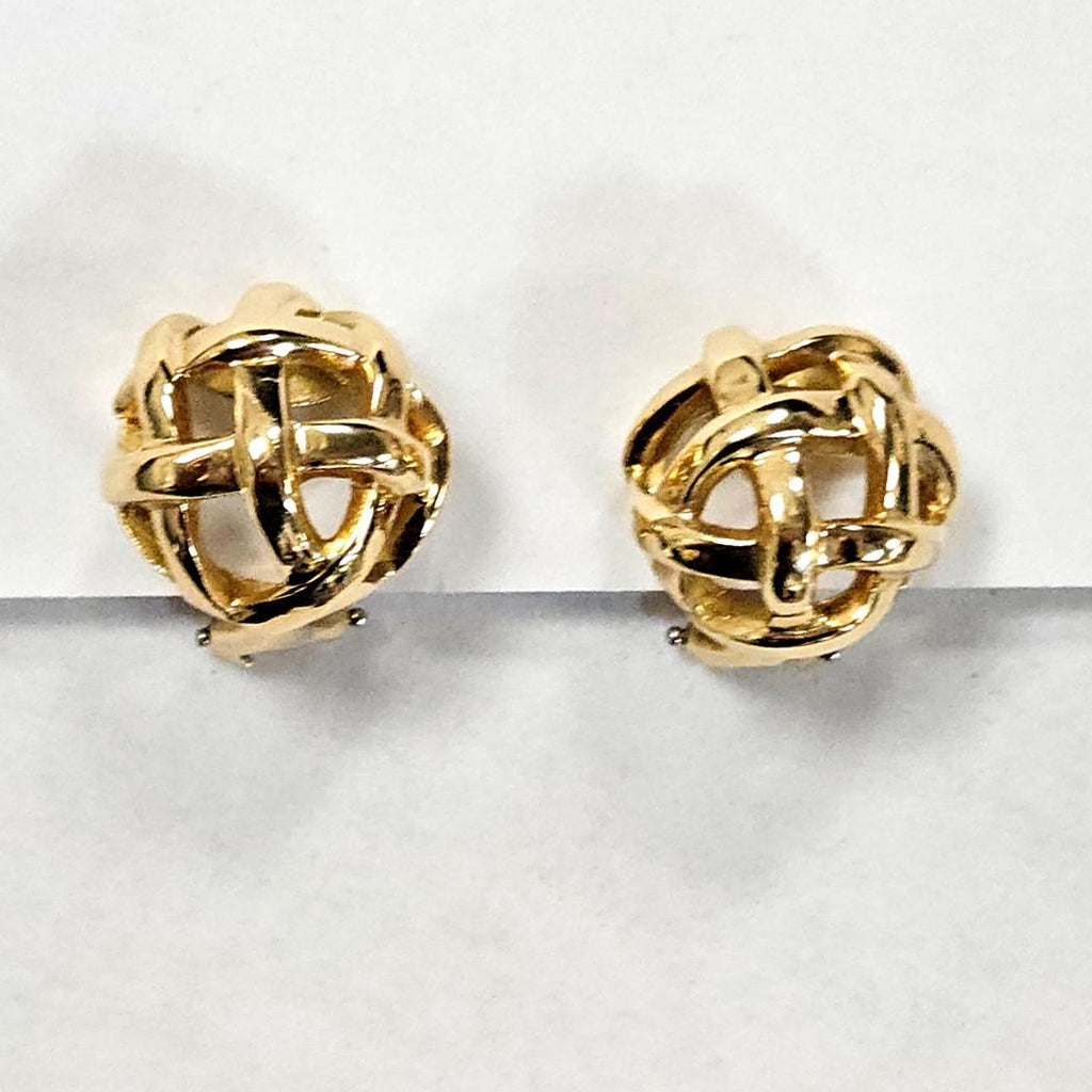 Angela Cummings 18kt Gold Woven Knot Earrings – Clip Backs -Circa 1987 MD-EB-0012