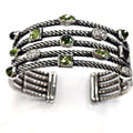 David Yurman Sterling Silver & Peridot Confetti Bracelet with Diamonds – 5-Row   MD-EB-261