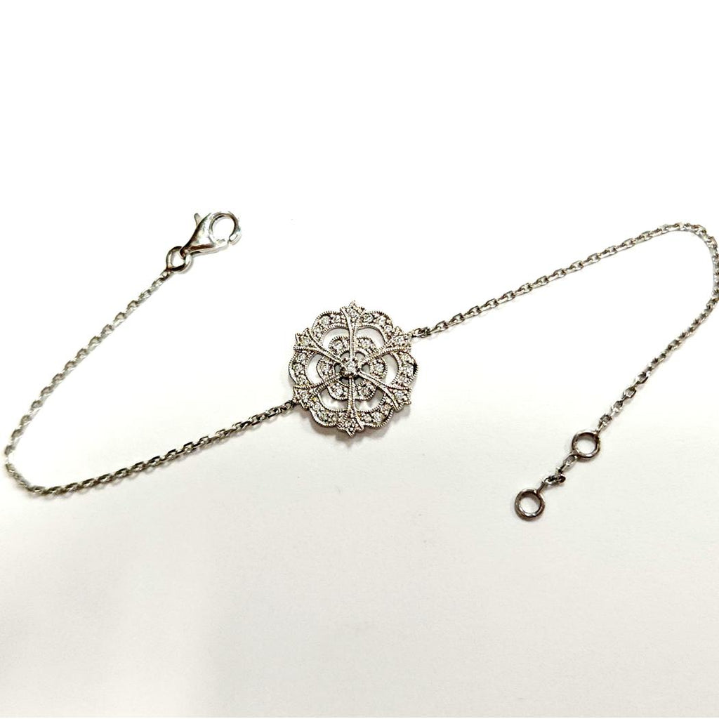 Stone Paris by Marie Poniatowski 18k White Gold Open Flower Diamond Bracelet MD-EB-0245