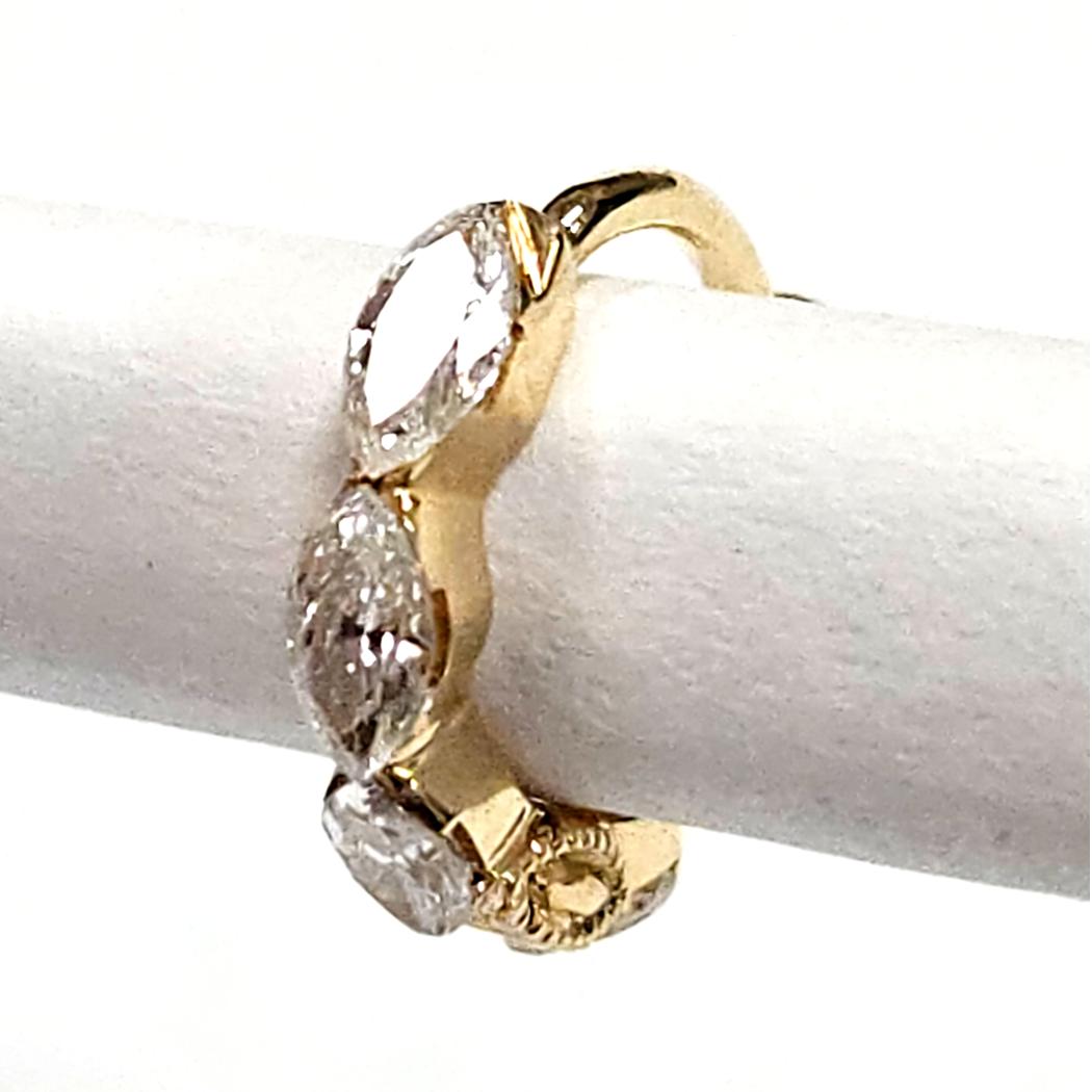 Maria Tash Invisible-Set Diamond Marquise Hoop Earring in 18kt Yellow Gold   MD-EB-0272