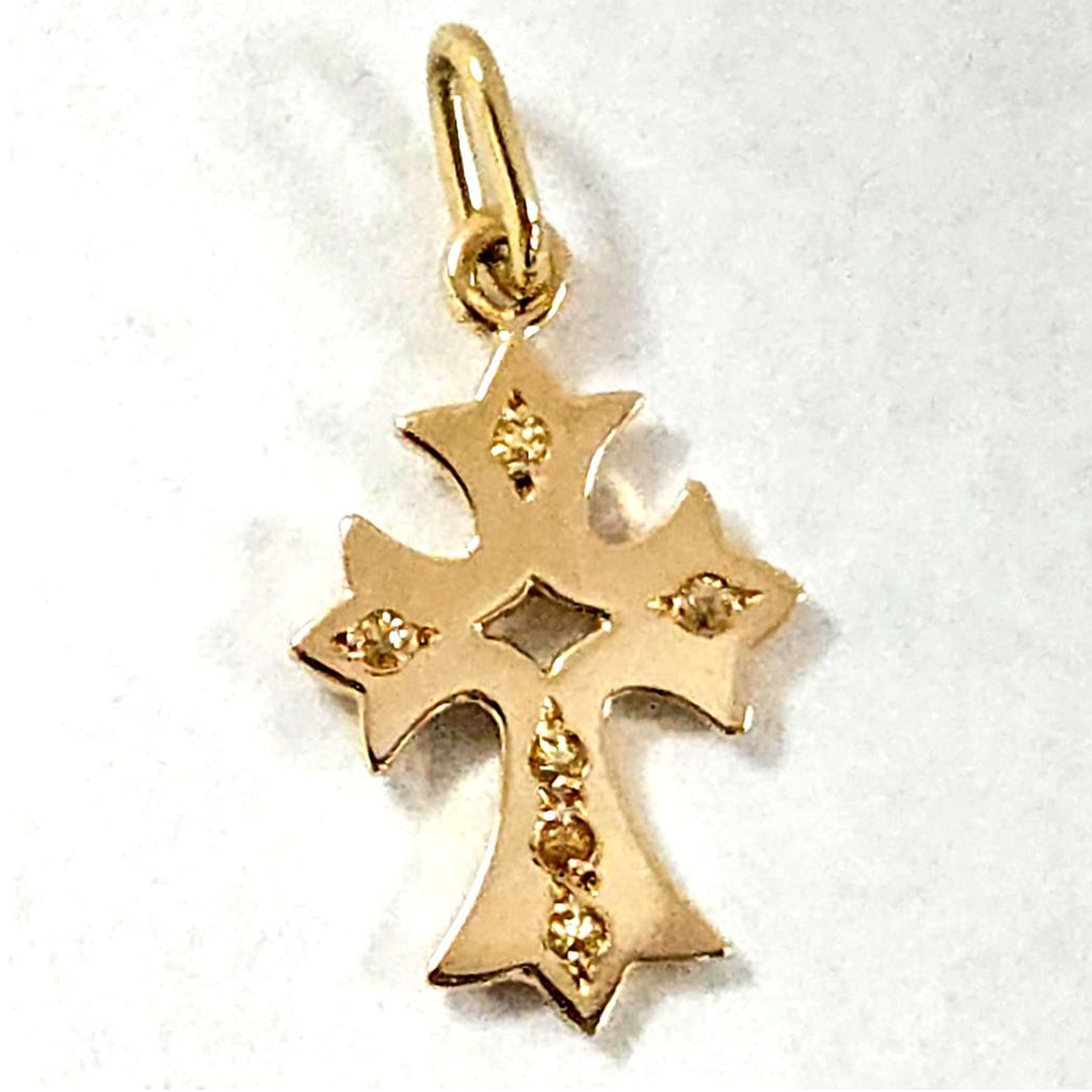 Natasha Zinko 18kt Yellow Gold Cross Pendant with Yellow Sapphires   MD-EB-0281