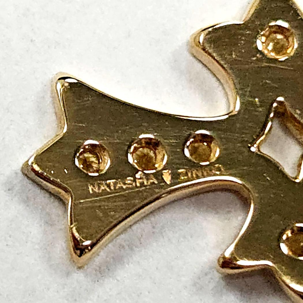 Natasha Zinko 18kt Yellow Gold Cross Pendant with Yellow Sapphires   MD-EB-0281