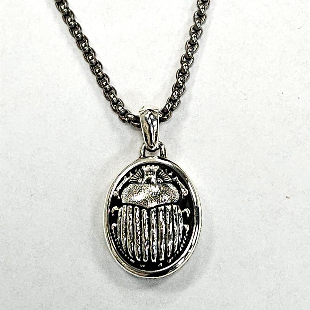 David Yurman Sterling Silver Scarab Pendant Necklace with 18' Chain   MD-EB-0287