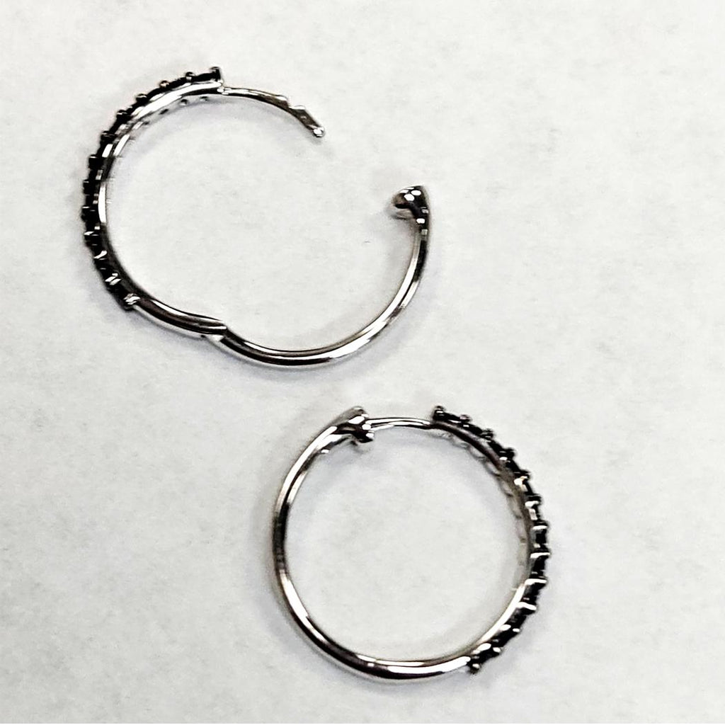 Salvini 18 Karat White Gold Sapphire Hoop Earrings, Made in Italy   MD-EB-0292