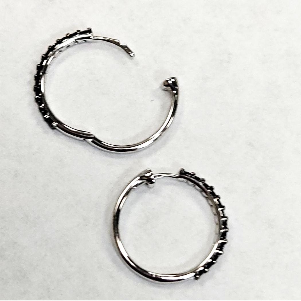 Salvini 18 Karat White Gold Sapphire Hoop Earrings, Made in Italy   MD-EB-0292