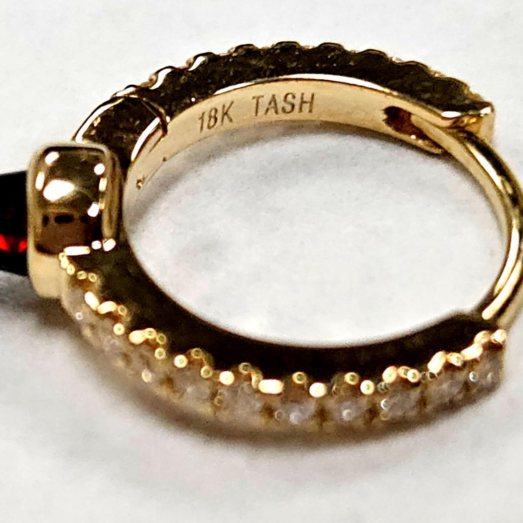 Maria Tash 18 Karat Gold Diamond and Fire Opal Single Hoop Earring  MD-EB-0293