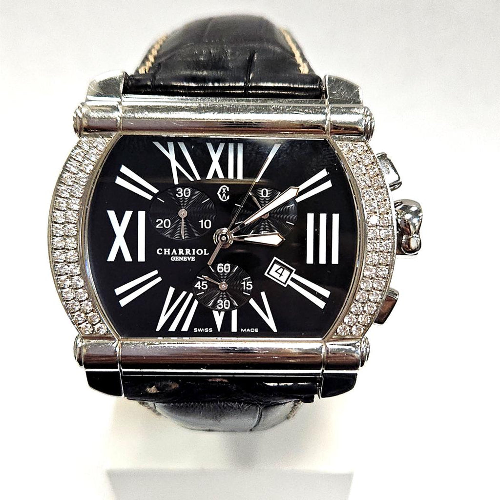 Charriol Stainless Steel Diamond Chronograph Wristwatch, Roman Numeral Dial  MD-EB-0294